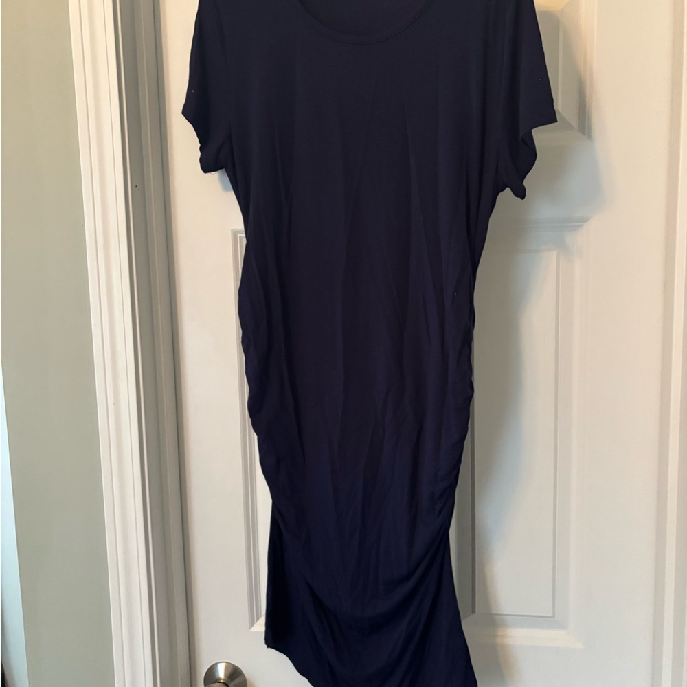 Navy Blue Maternity Short Sleeve Dress